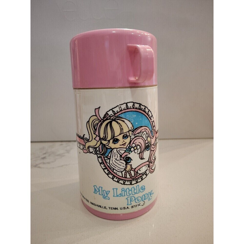 Vintage 1986 My Little Pony Aladdin Thermos for Kids Lunchbox Collectible Pink - Picture 4 of 15